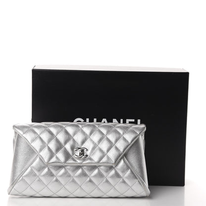 Chanel Metallic Calfskin Quilted Fold Up Again Clutch Silver 11 of 11
