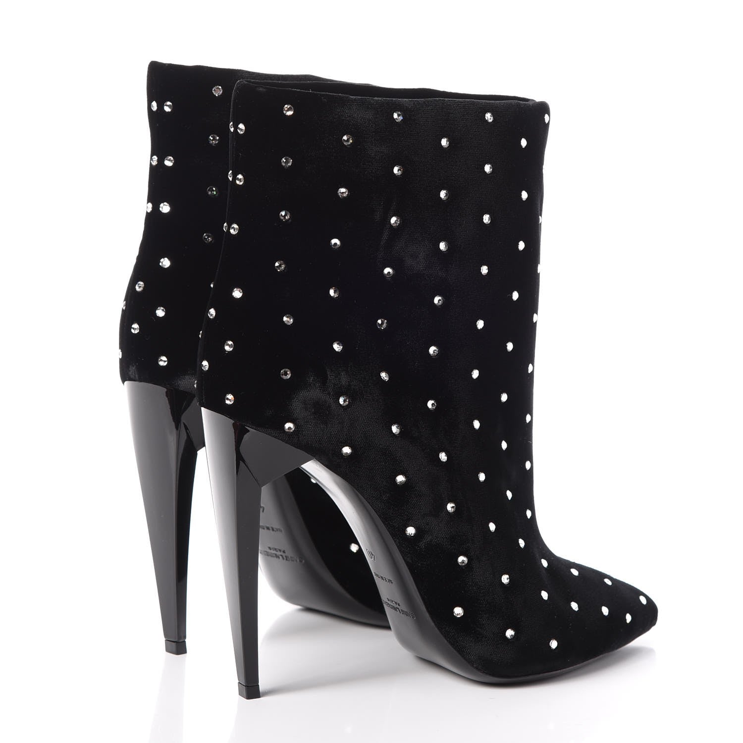 Saint Laurent Velluto Master Crystal Freja Ankle Booties 40 Black 4 of 9
