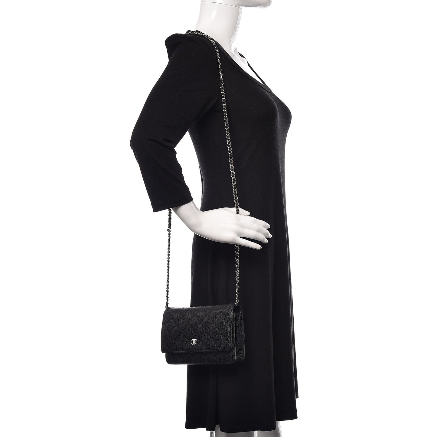 Caviar Quilted Wallet On Chain WOC Black