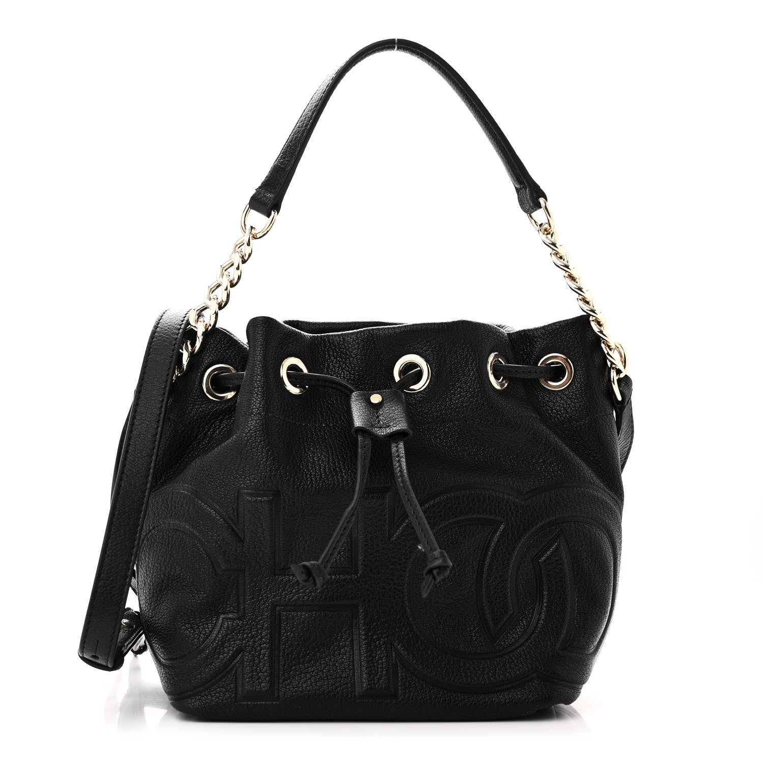 Jimmy Choo Grainy Calfskin Juno Bucket Bag Black 1 of 9