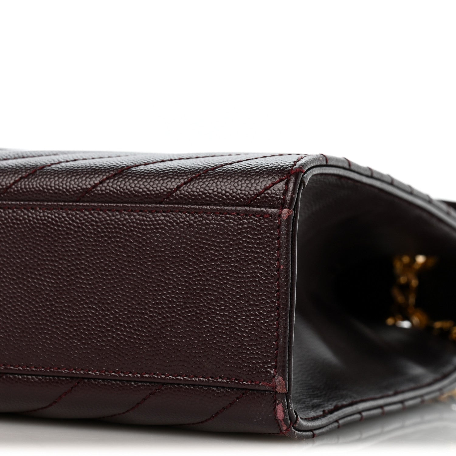 Saint Laurent Grain De Poudre Matelasse Chevron Large Monogram Satchel Rouge Legion 10 of 13