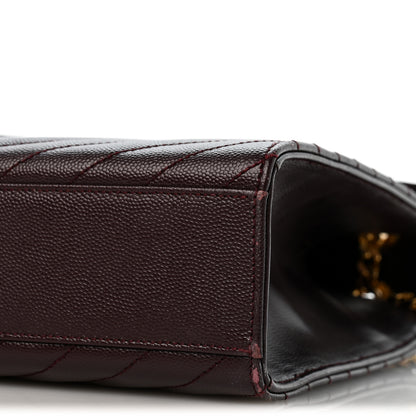 Saint Laurent Grain De Poudre Matelasse Chevron Large Monogram Satchel Rouge Legion 10 of 13