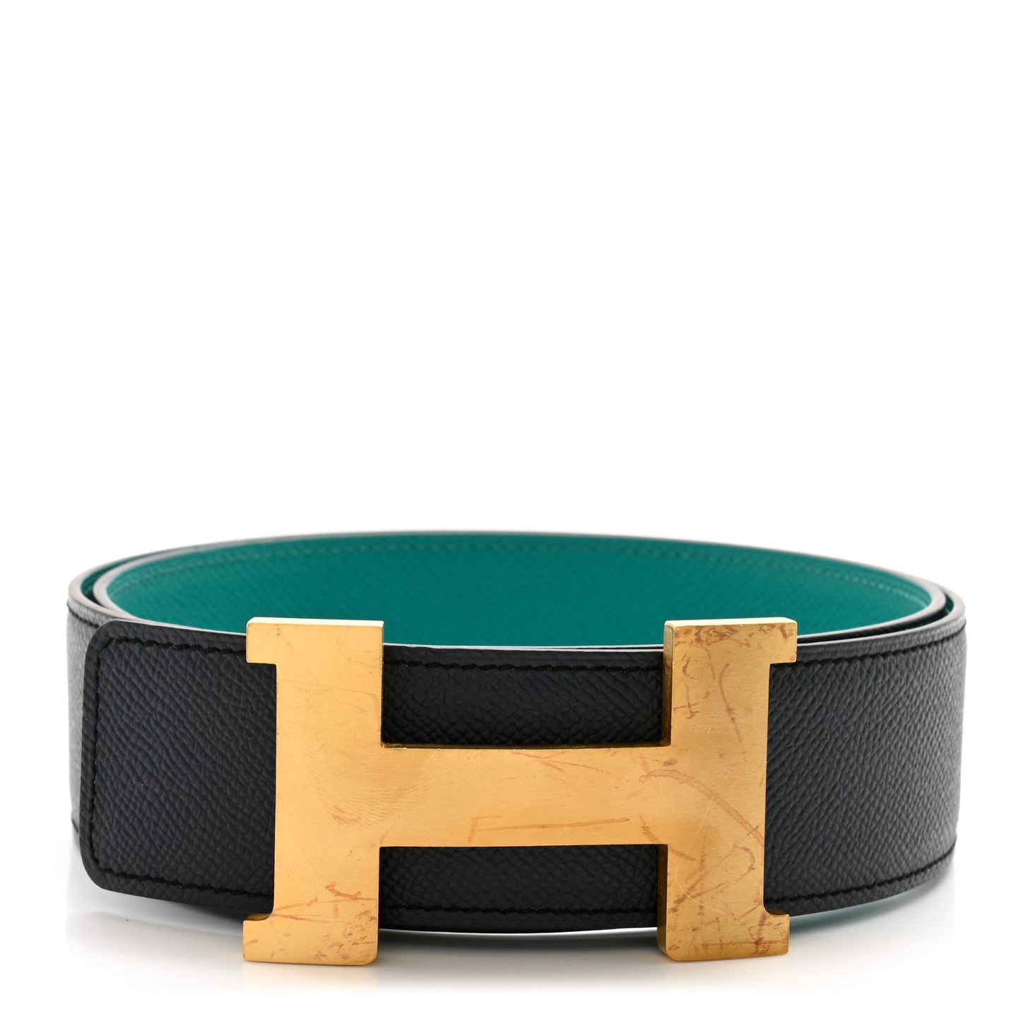 Epsom 32mm H Belt 85 34 Bleu Indigo Vert Verrone