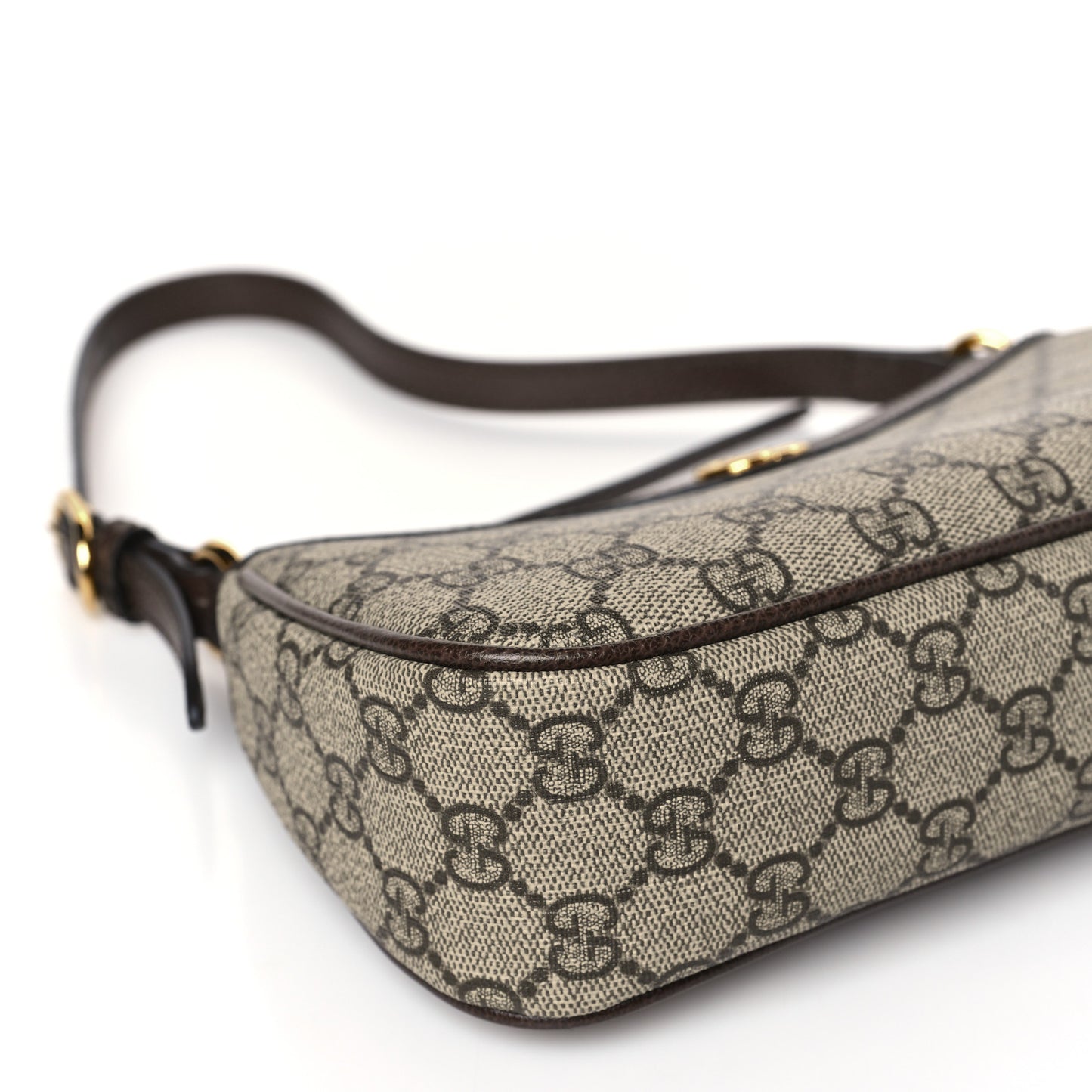 GG Supreme Monogram Textured Dollar Calfskin Small Ophidia Hobo Beige Ebony New Acero
