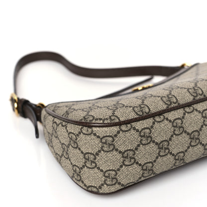 Gucci GG Supreme Monogram Textured Dollar Calfskin Small Ophidia Hobo Beige Ebony New Acero 8 of 10