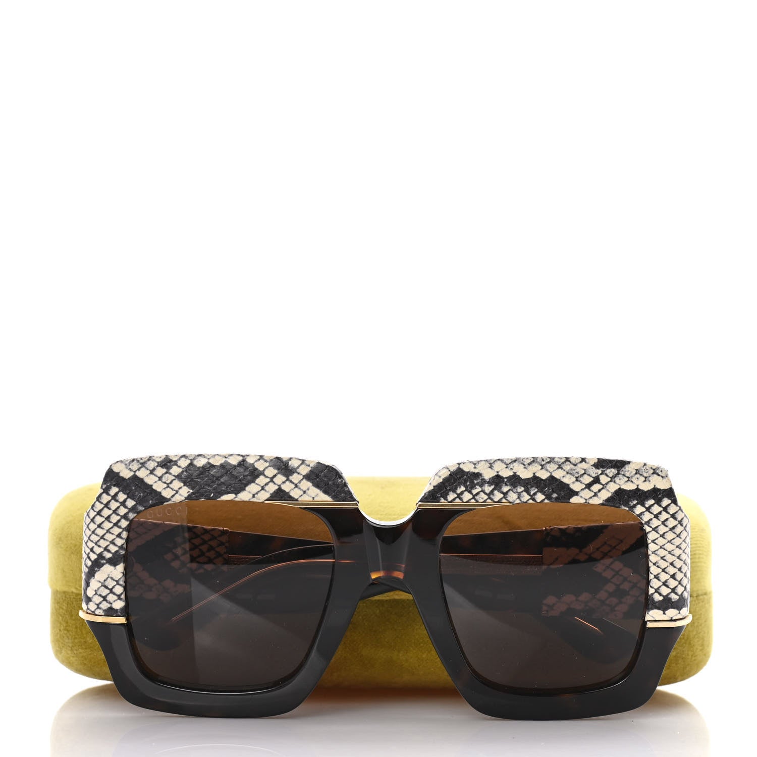 Gucci Snakeskin Acetate Square Sunglasses GG0484S Havana 9 of 9
