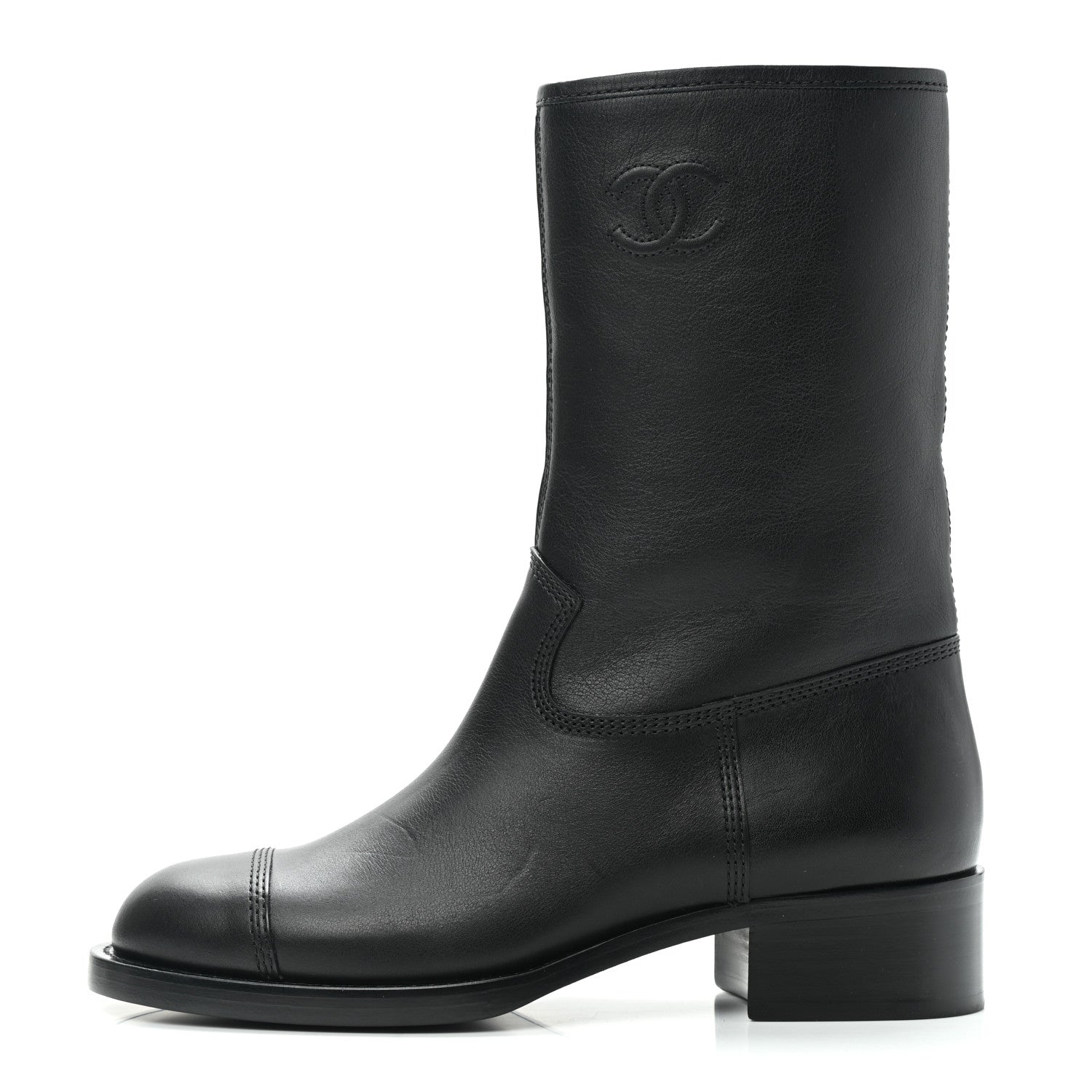 Chanel Calfskin CC Boots 39 Black 1 of 9