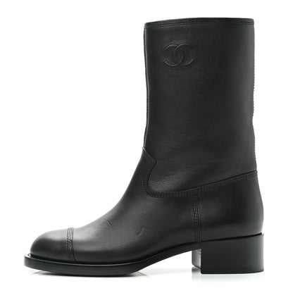 Chanel Calfskin CC Boots 39 Black 1 of 9