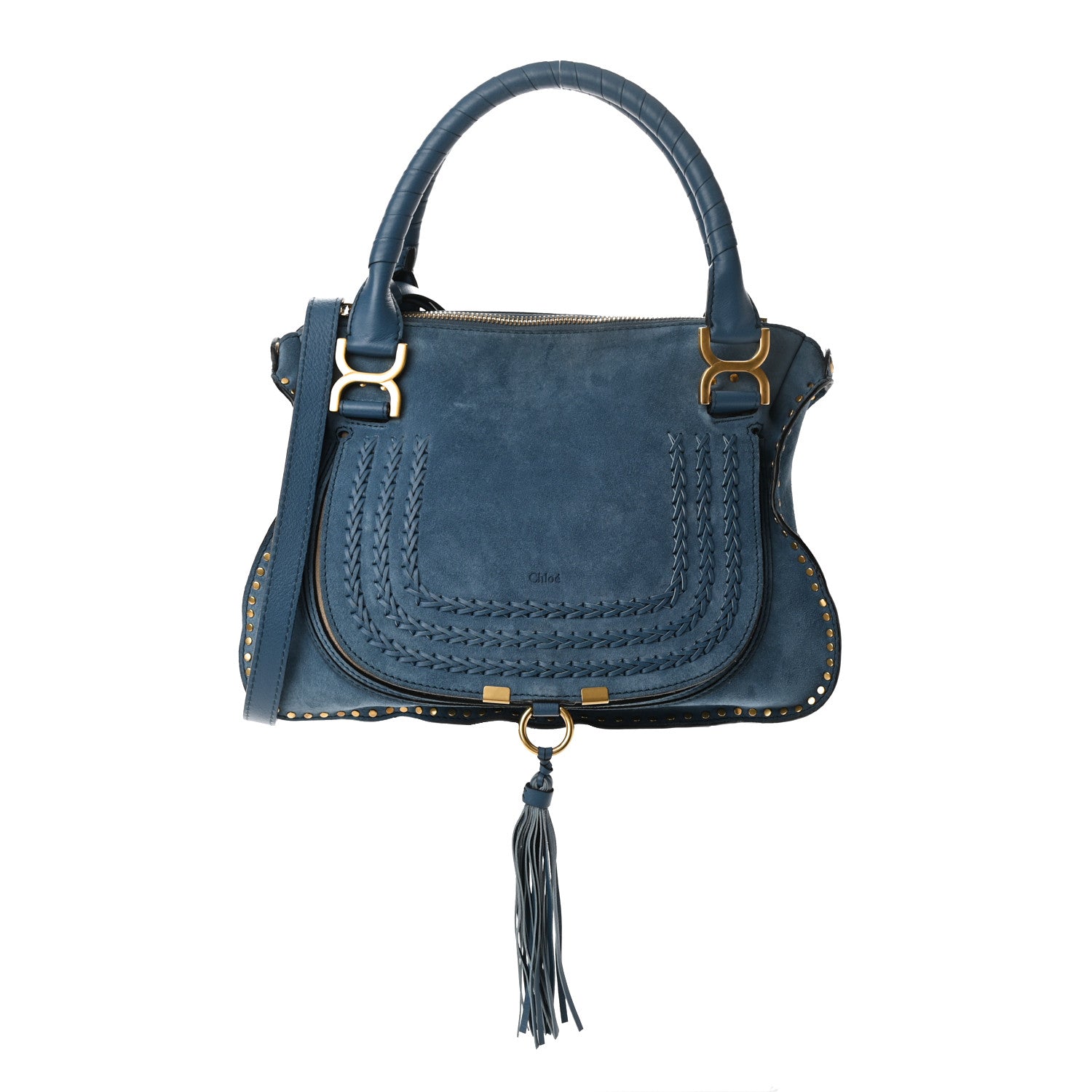 Chloe Suede Braided Medium Marcie Satchel Majolica Blue 1 of 10