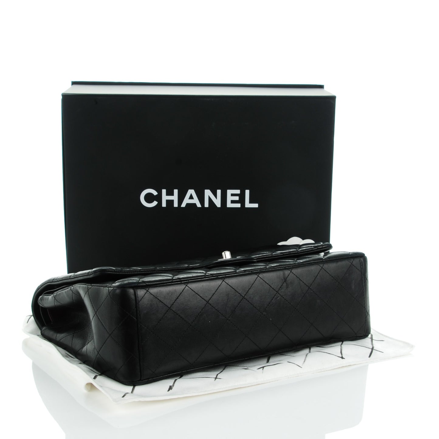 Lambskin Quilted Maxi Double Flap Black