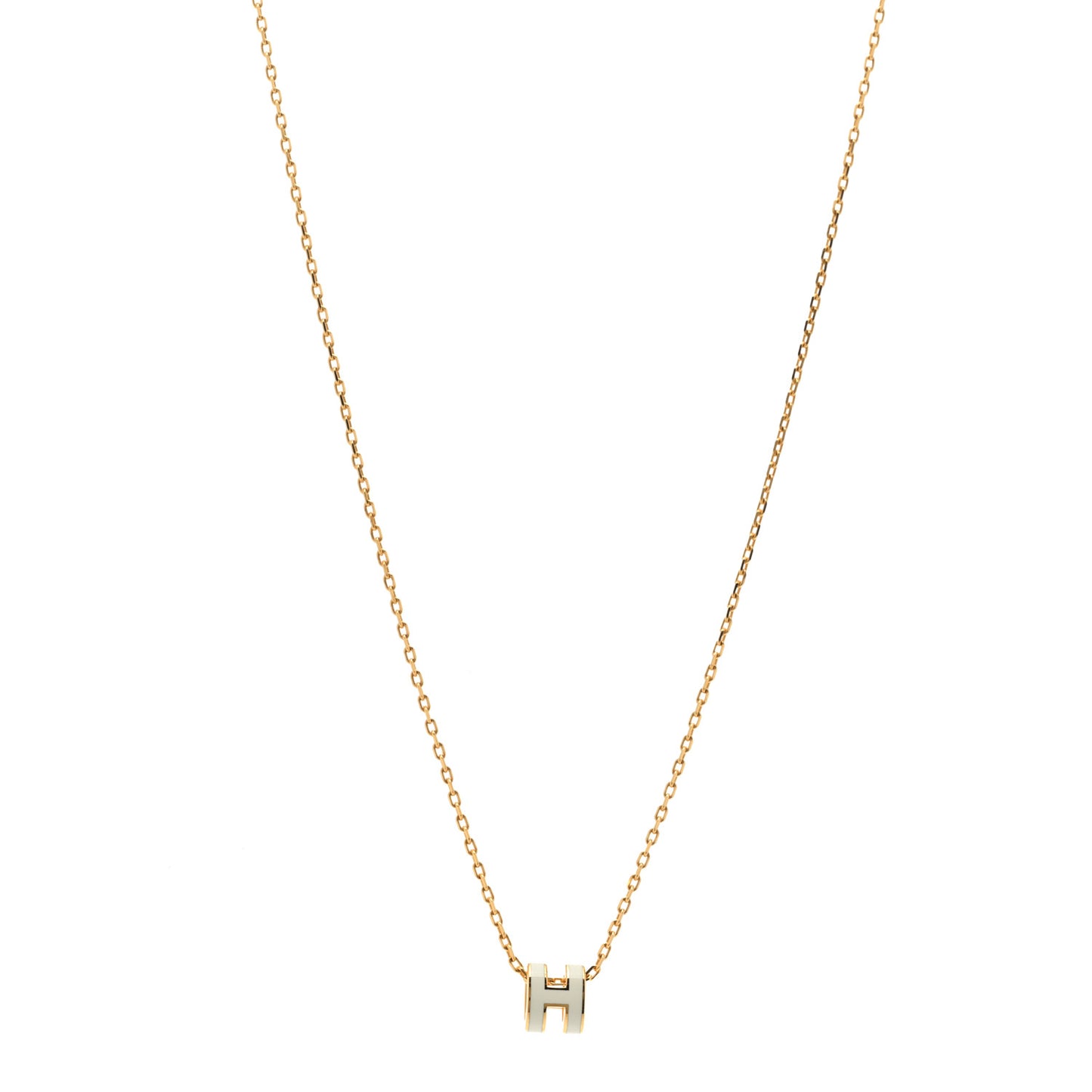 Lacquered Gold Mini Pop H Pendant Necklace White