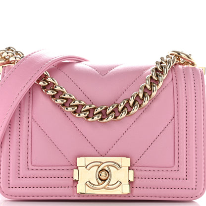 Chanel Calfskin Chevron Quilted Mini Boy Flap Pink 8 of 10