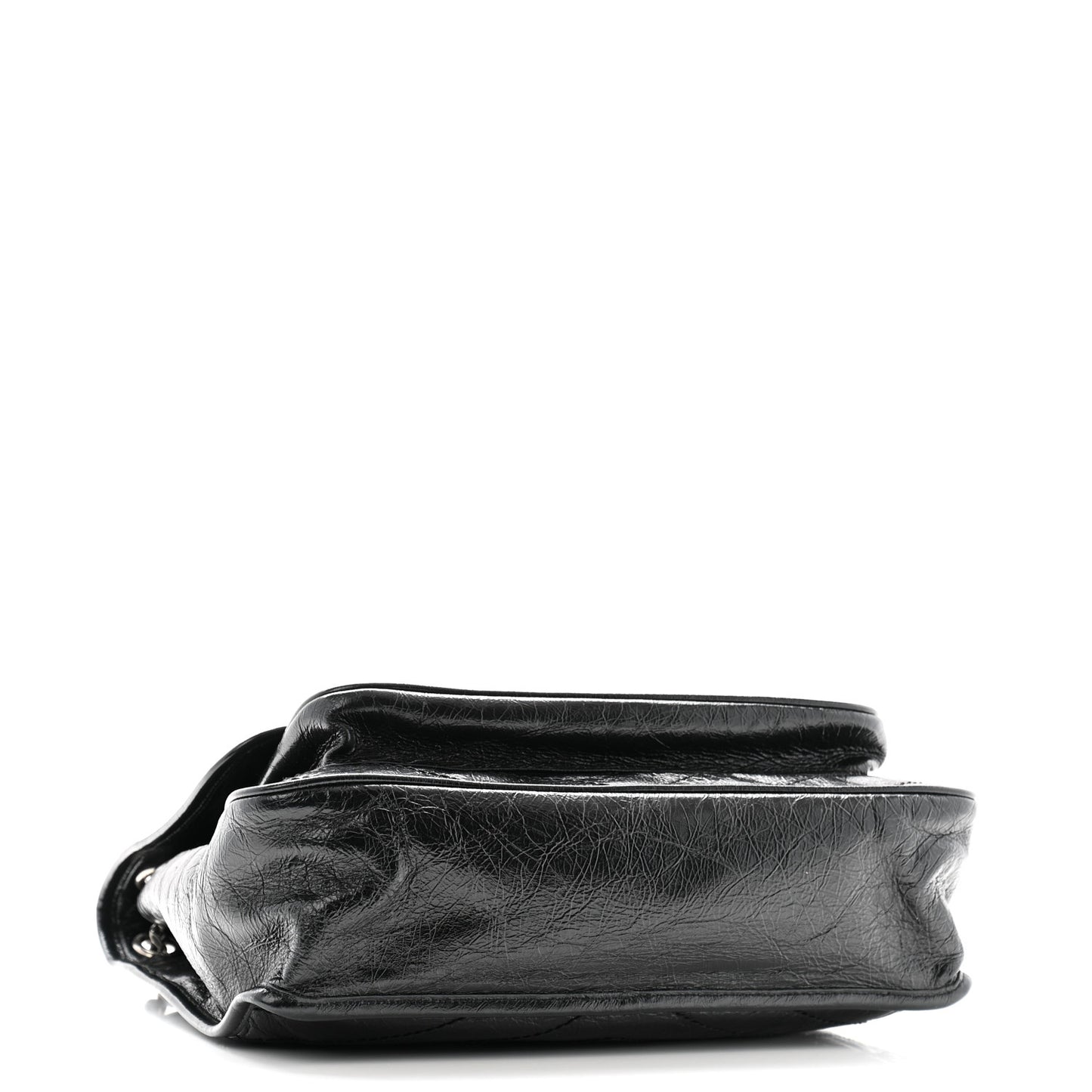 Crinkled Calfskin Matelasse Monogram Medium Niki Chain Satchel Black