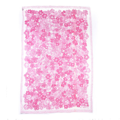 Chanel Cotton Silk CC Camellia Stole Pink White 1 of 4