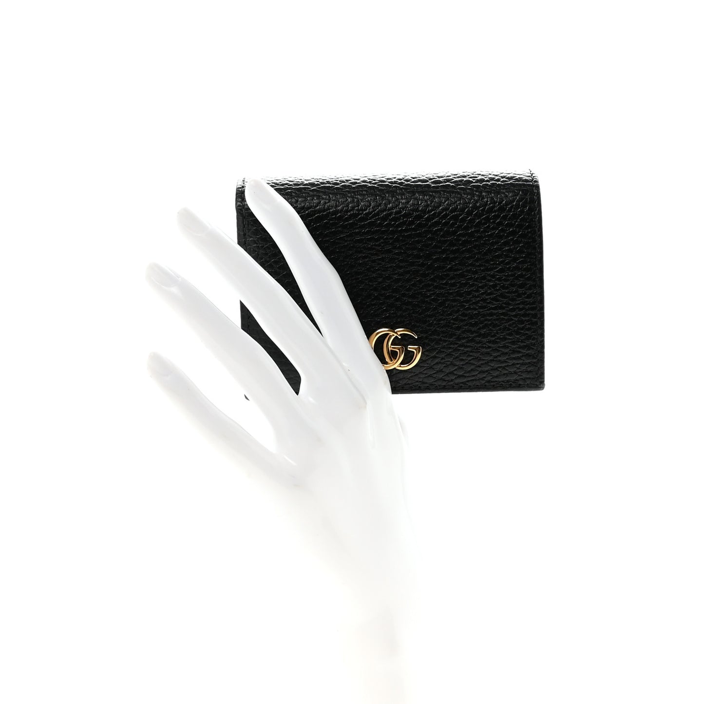 Pebbled Calfskin GG Marmont Card Case Black