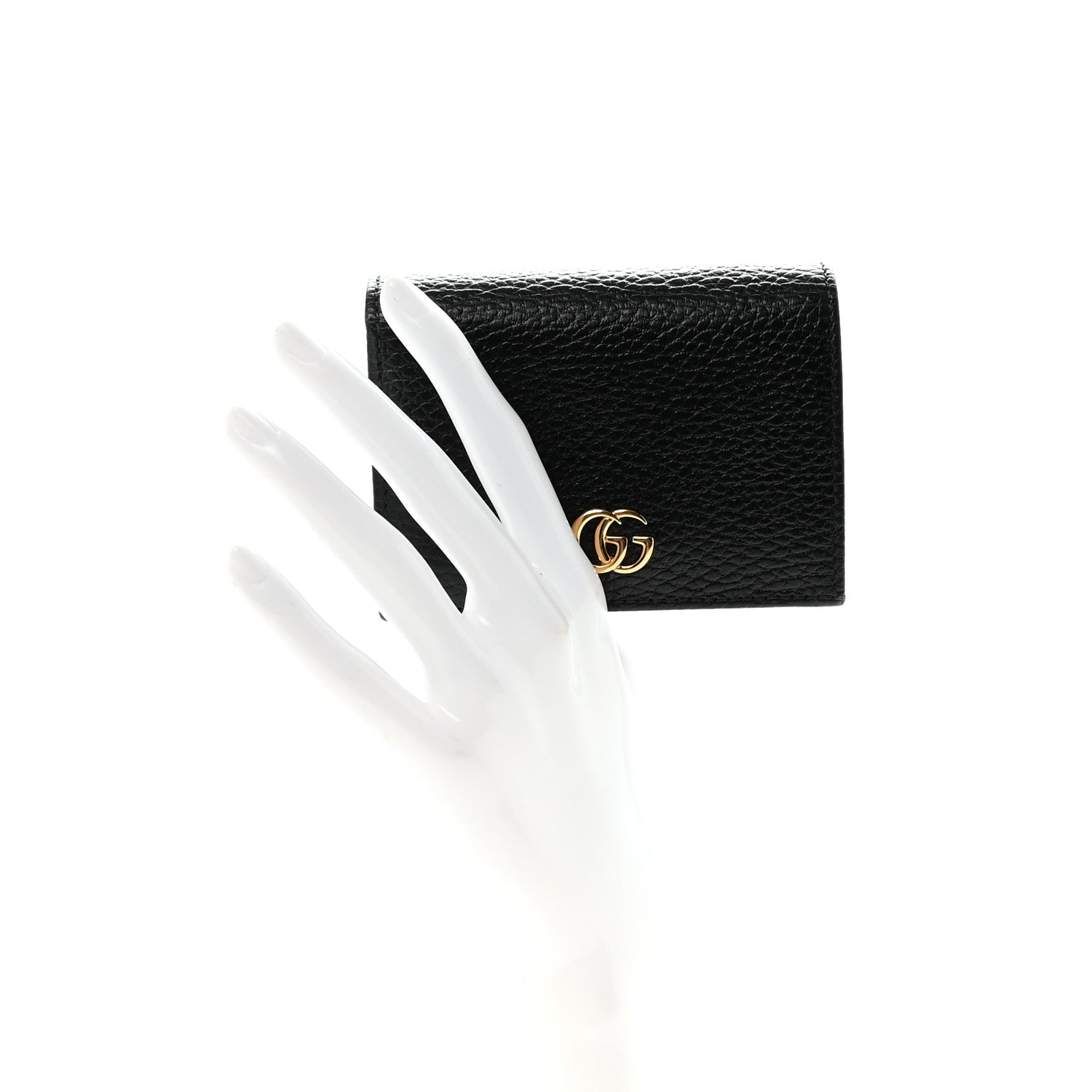 Gucci Pebbled Calfskin GG Marmont Card Case Black 2 of 7