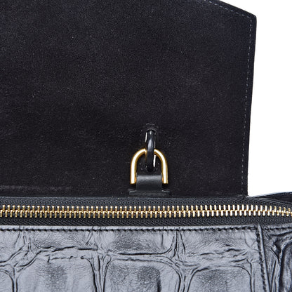 Celine Calfskin Crocodile Embossed Small Belt Bag Black 11 of 15