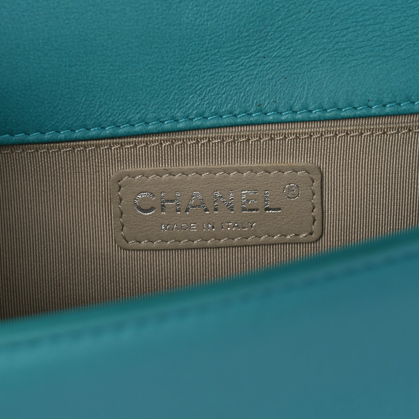 Calfskin Quilted Medium Boy Flap Turquoise