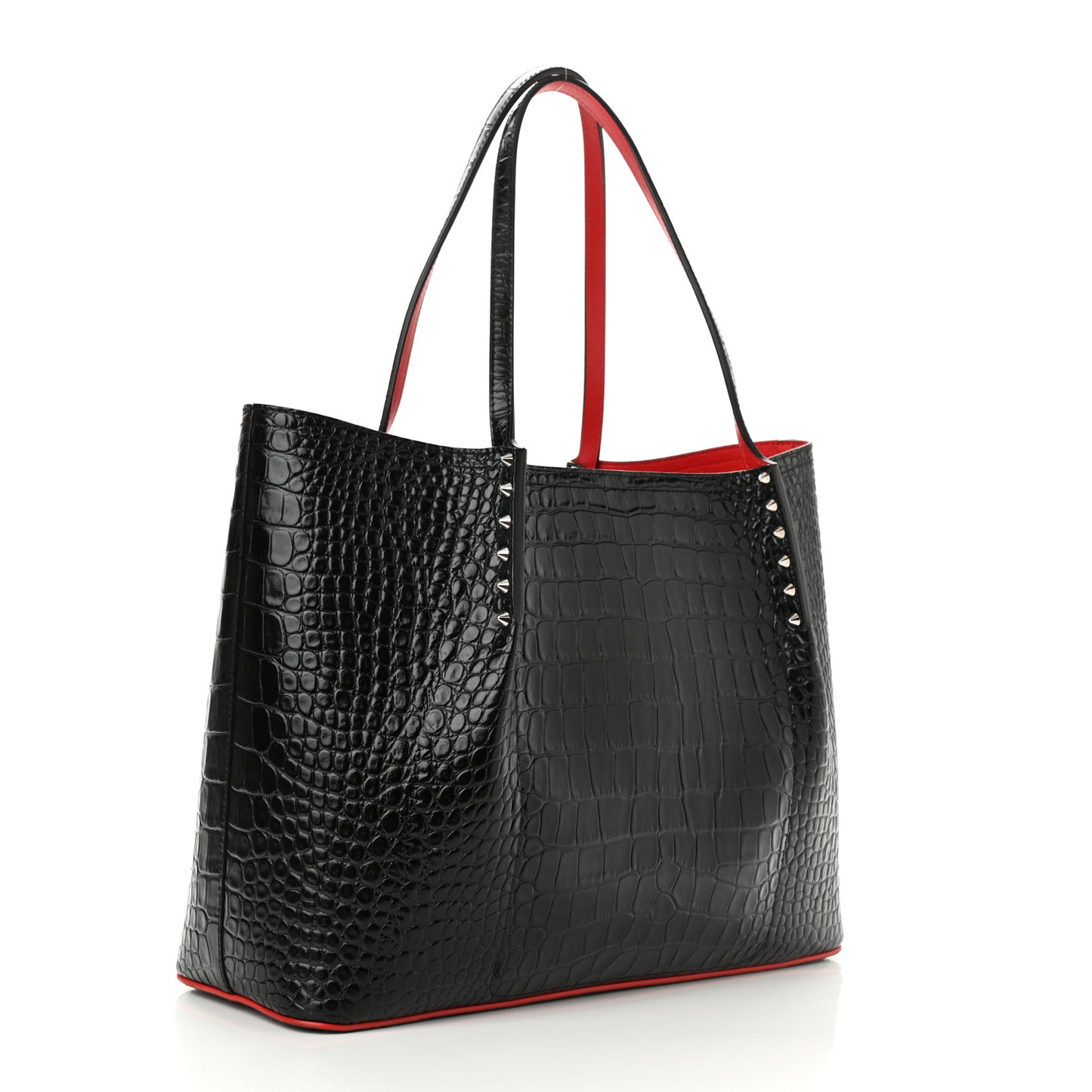 Calfskin Crocodile Embossed Spikes Large Cabarock Black