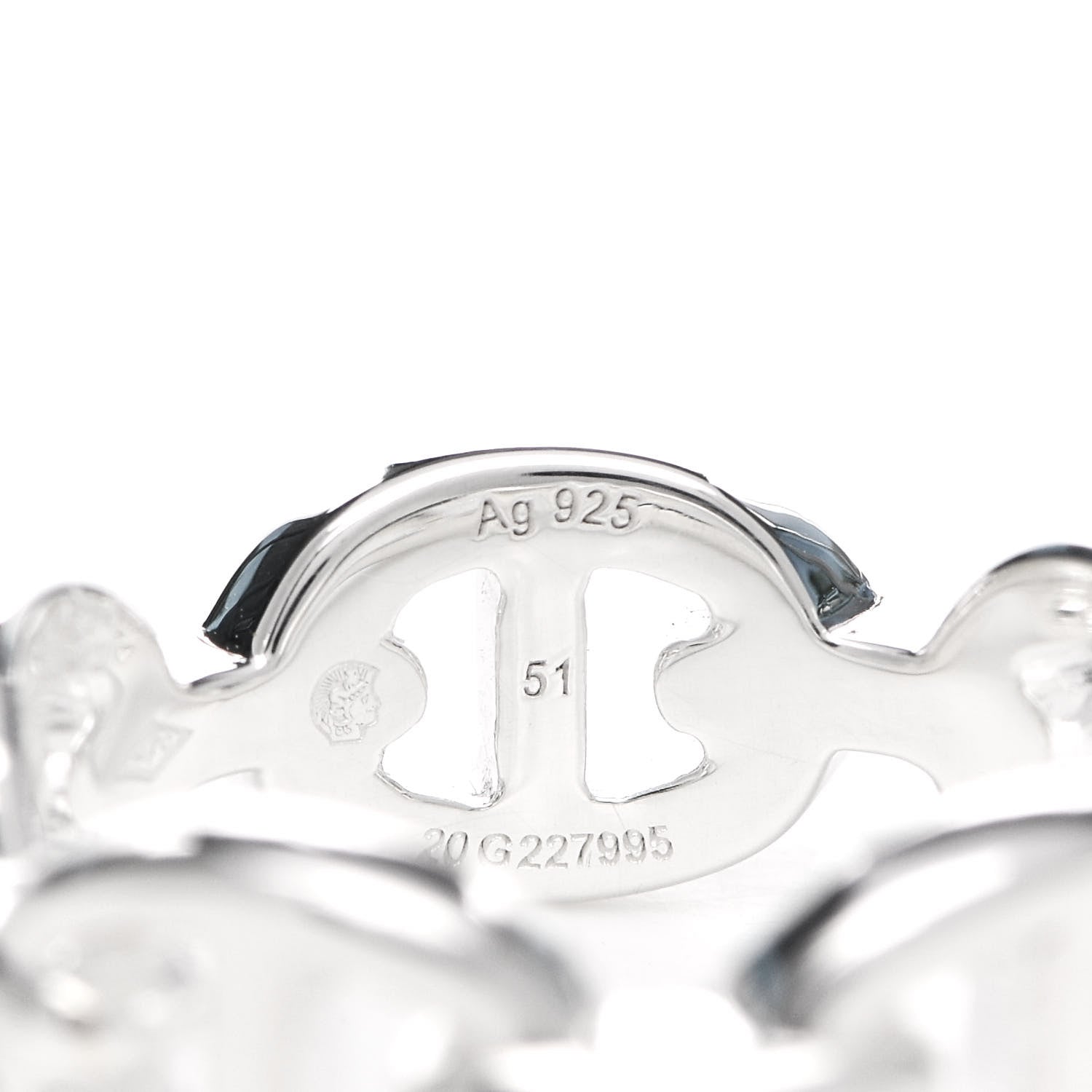 Hermes Sterling Silver PM Chaine d'Ancre Enchainee Band Ring 51 5.75 5 of 6