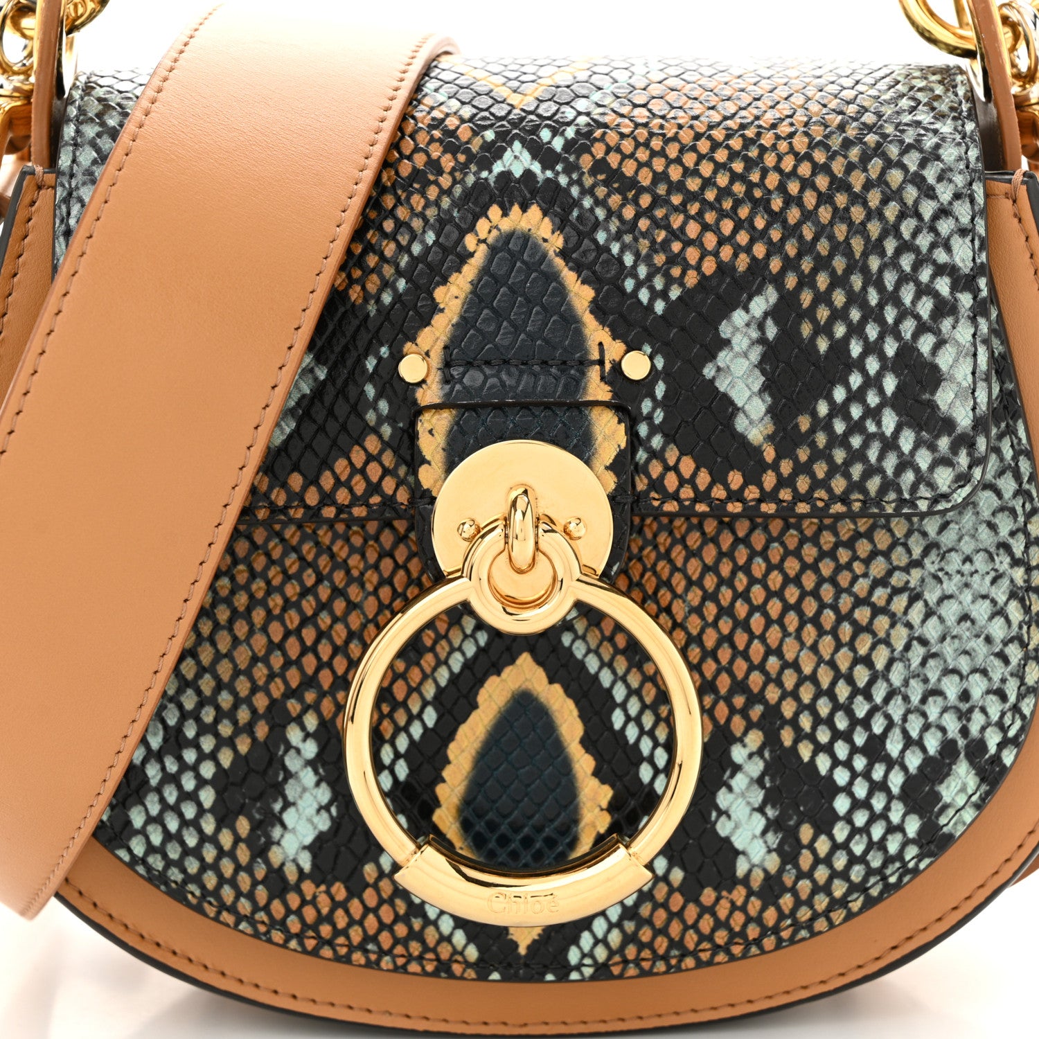 Chloe Calfskin Watersnake Embossed Small Tess Bag Brown Multicolor 7 of 9