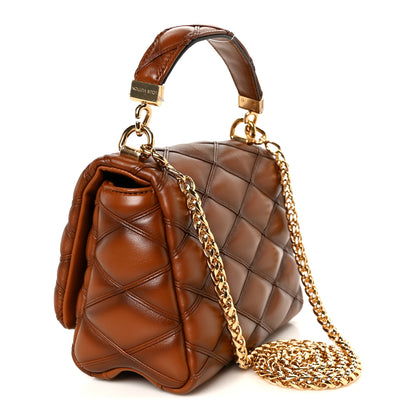 Louis Vuitton Lambskin Malletage Top Handle GO-14 MM Tan 4 of 12