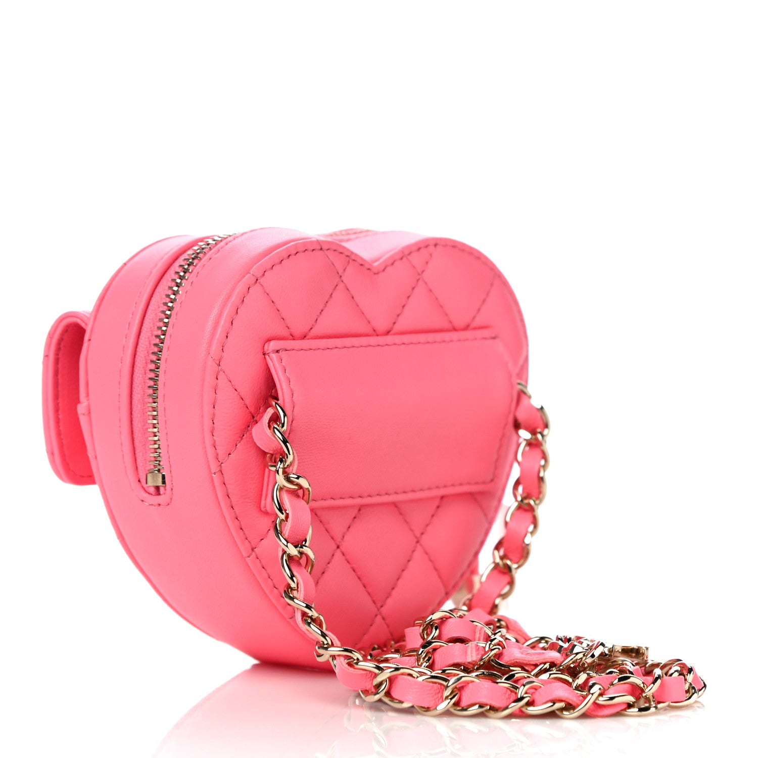 Chanel Lambskin Quilted CC In Love Heart Waist Belt Bag With Chain Pink 3 of 10