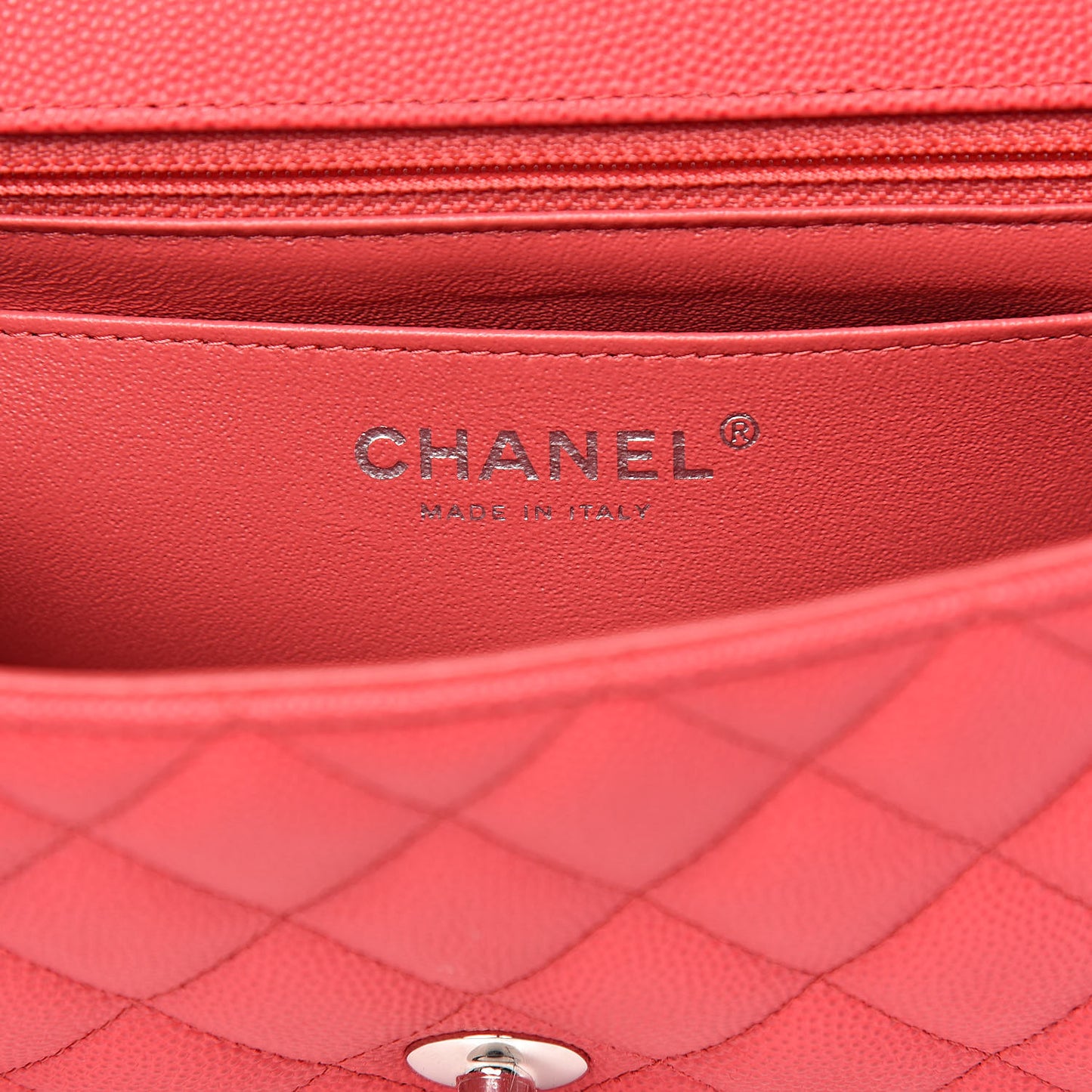 Caviar Quilted Mini Rectangular Flap Dark Pink