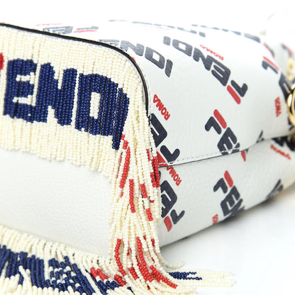 Fendi X FILA Calfskin F is Fendi Mania Fringe Mini Mon Tresor Bucket Bag White 10 of 11