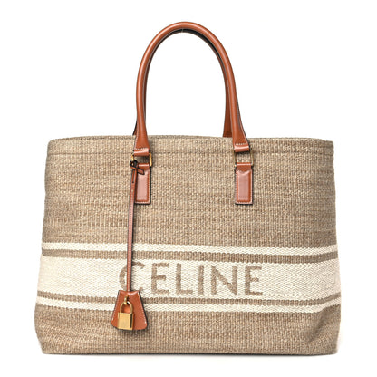 Celine Textile Calfskin Horizontal Cabas Beige Tan 3 of 12