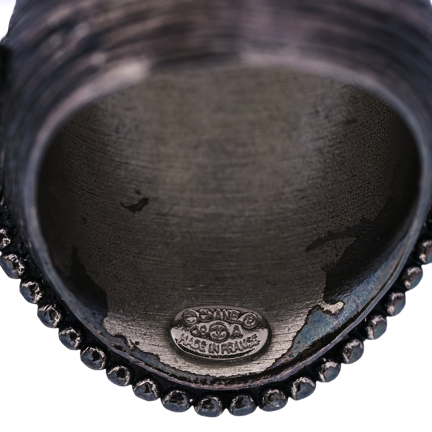 Metal Porcelain CC Ring 6.25 53 Black White