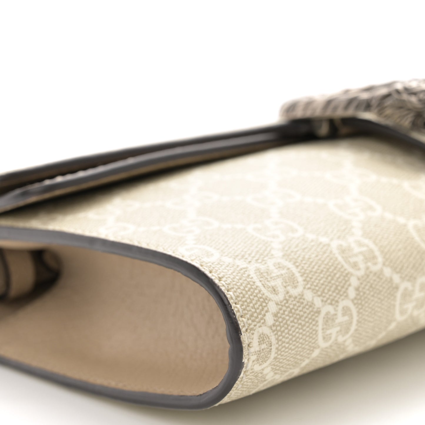 GG Supreme Monogram Textured Dollar Calfskin Dionysus Small Shoulder Bag Beige Mystic White Oatmeal