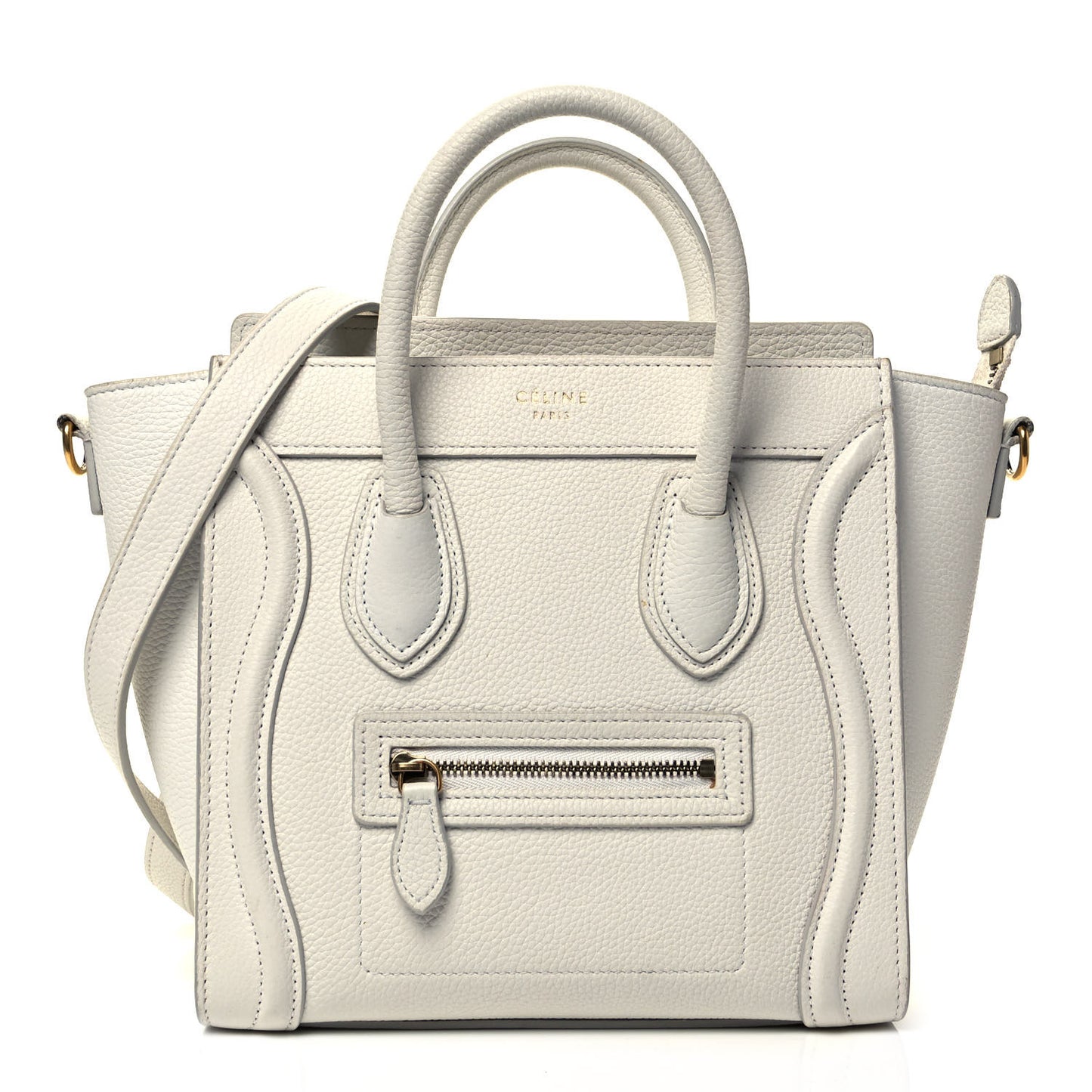 Drummed Calfskin Nano Luggage White