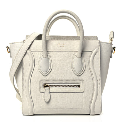 Celine Drummed Calfskin Nano Luggage White 1 of 9