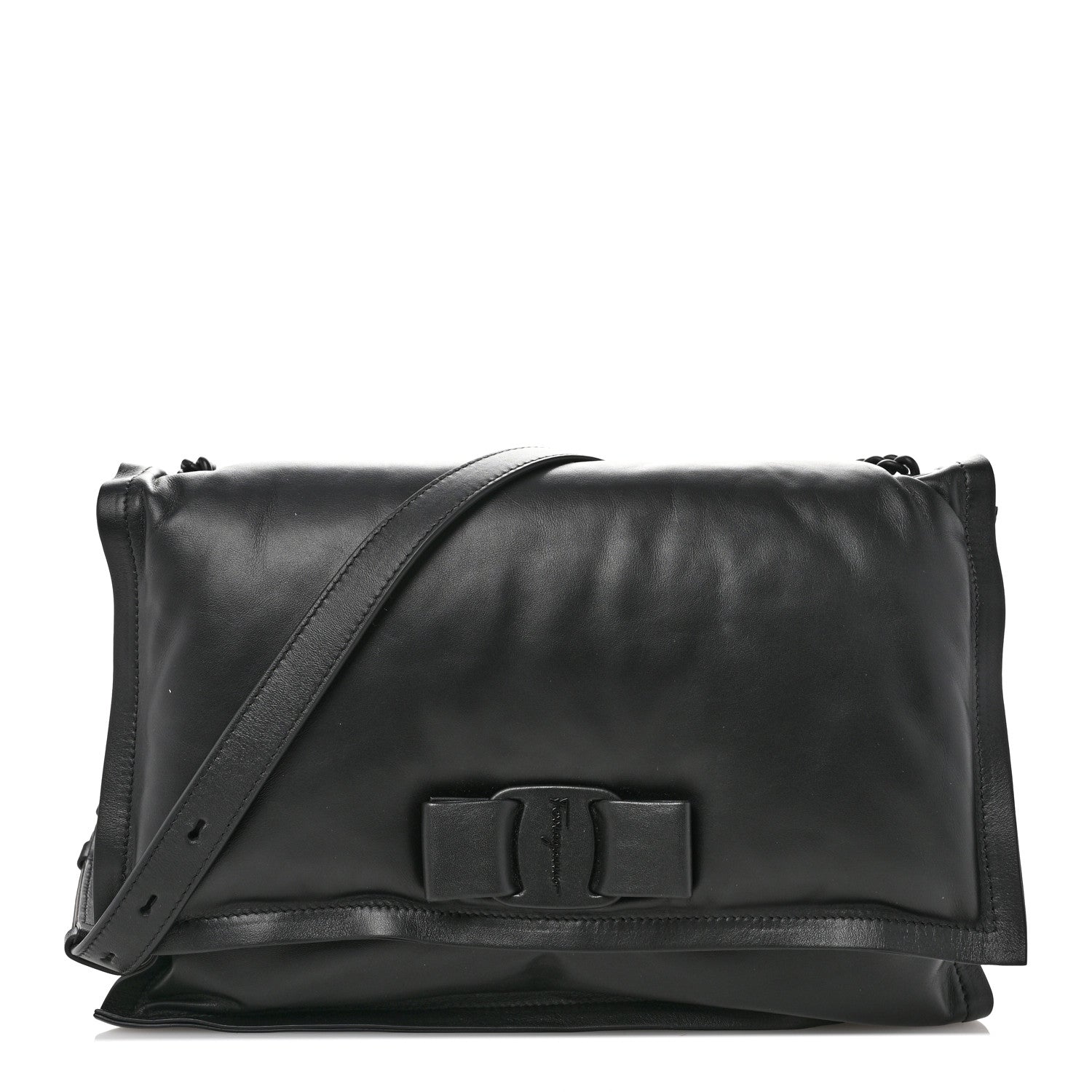 美品☆Ferragamo☆VIVA BOW☆黒☆ショルダーバッグ☆ Salvatore Ferragamo Calfskin Medium Viva Bow Shoulder Bag Black