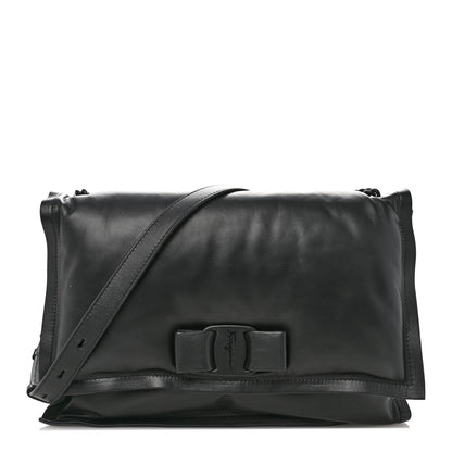 Salvatore Ferragamo Calfskin Medium Viva Bow Shoulder Bag Black 1 of 10