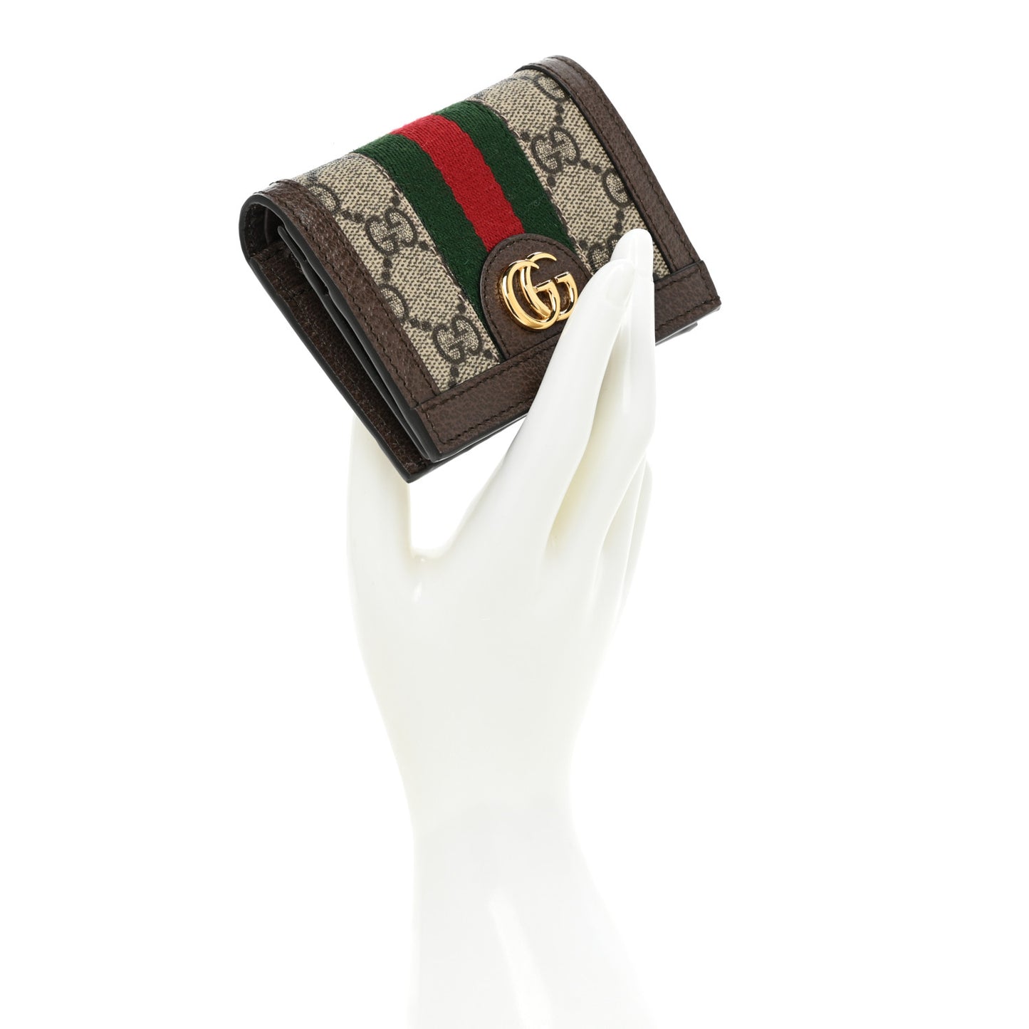 GG Supreme Monogram Web Ophidia Card Case Beige New Acero