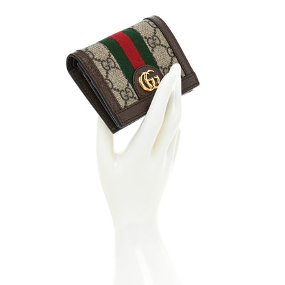 Gucci GG Supreme Monogram Web Ophidia Card Case Beige New Acero 2 of 10