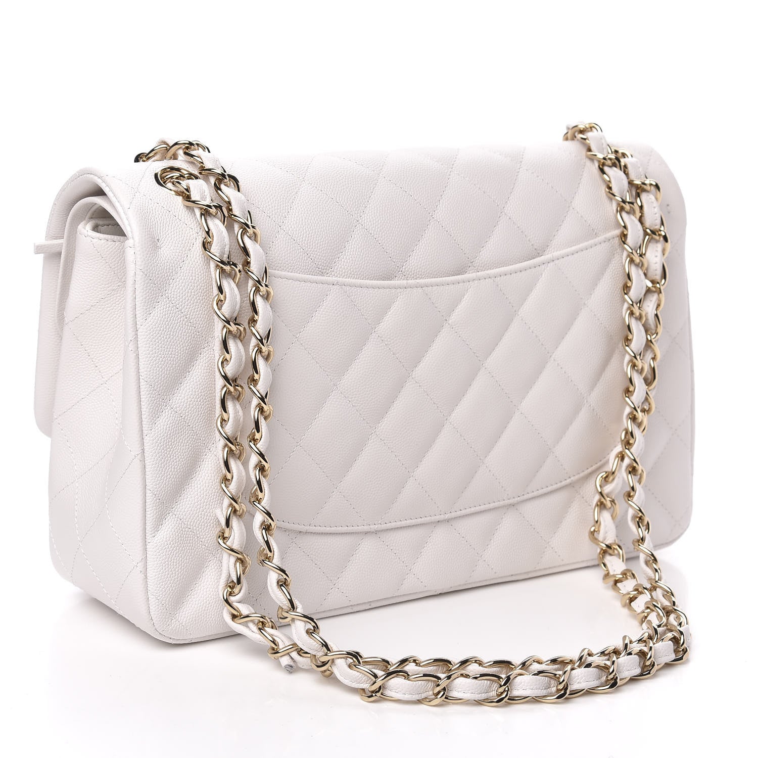 Chanel Caviar Quilted Jumbo Double Flap White 2 of 10