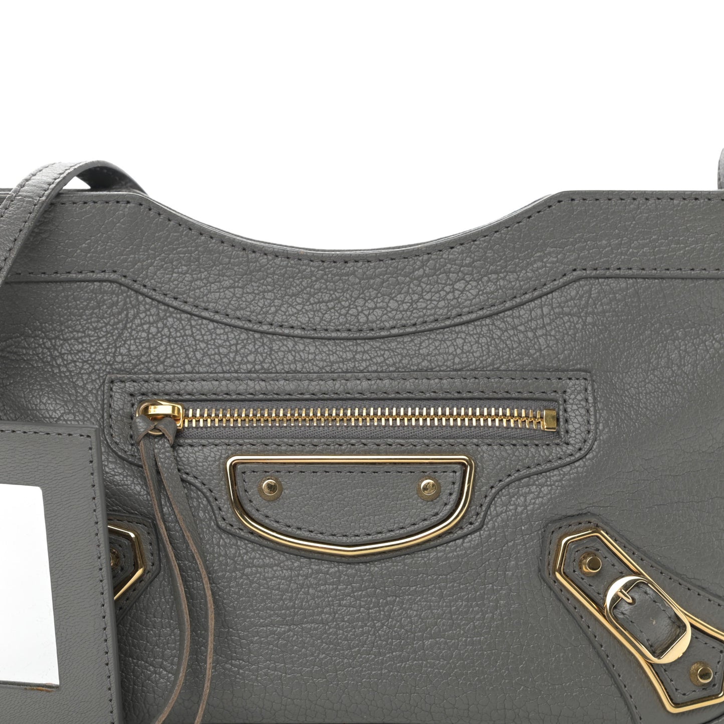 Chevre Gold Metallic Edge Hardware Hip Gris Acier