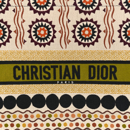 Christian Dior Canvas Embroidered Geometric Large Book Tote Multicolor 8 of 10