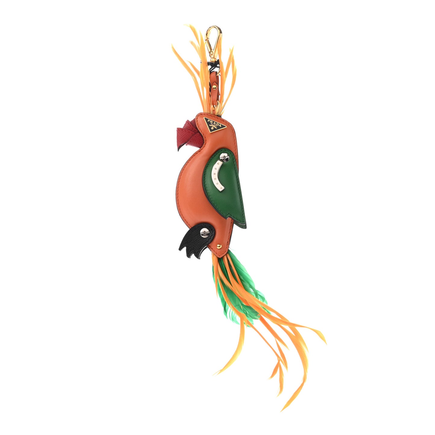 Saffiano Calfskin Parrot Trick Keychain Papaya