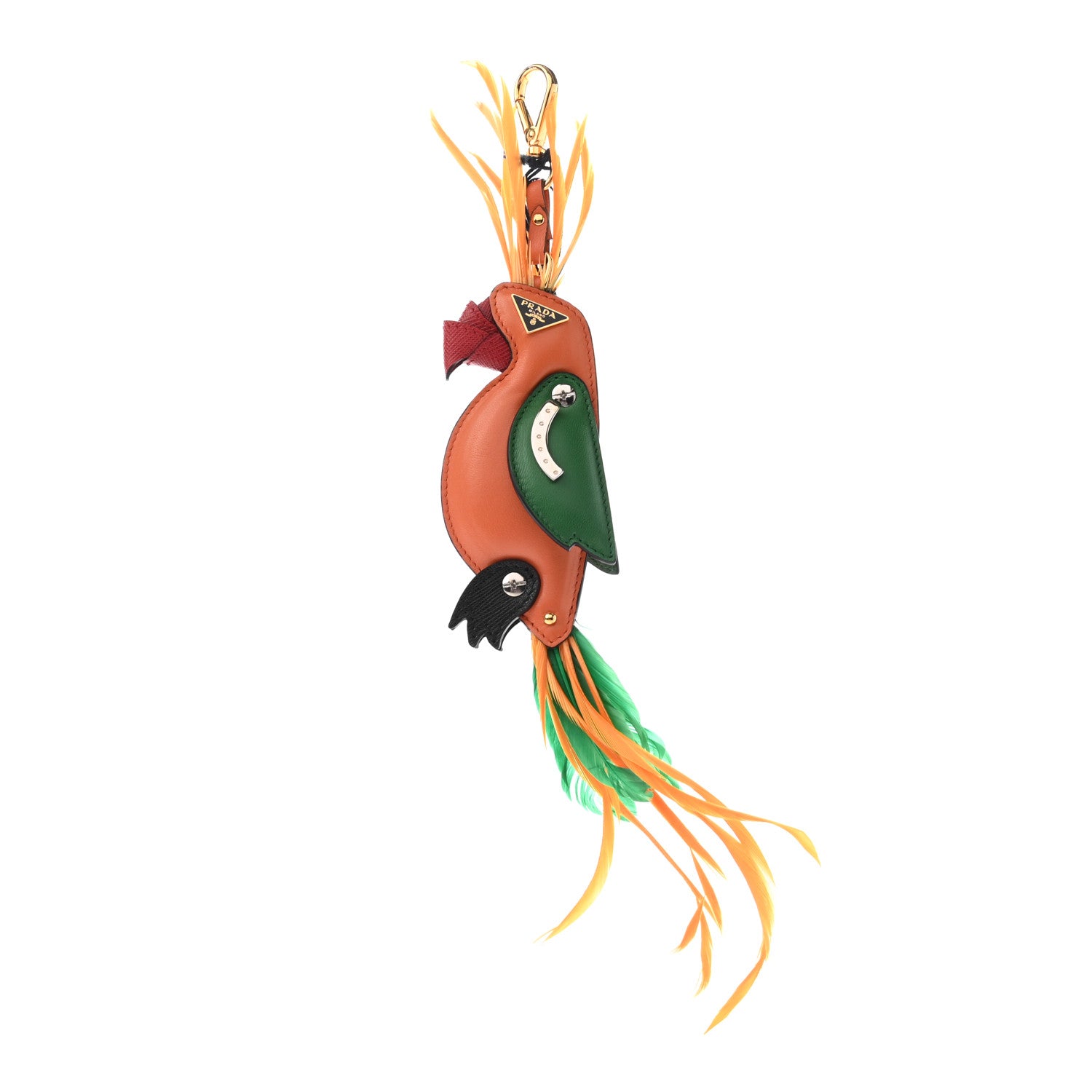 Prada Saffiano Calfskin Parrot Trick Keychain Papaya 1 of 3