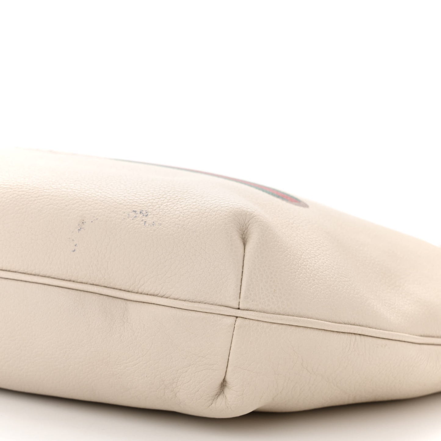 Grained Calfskin Logo Half Moon Hobo White