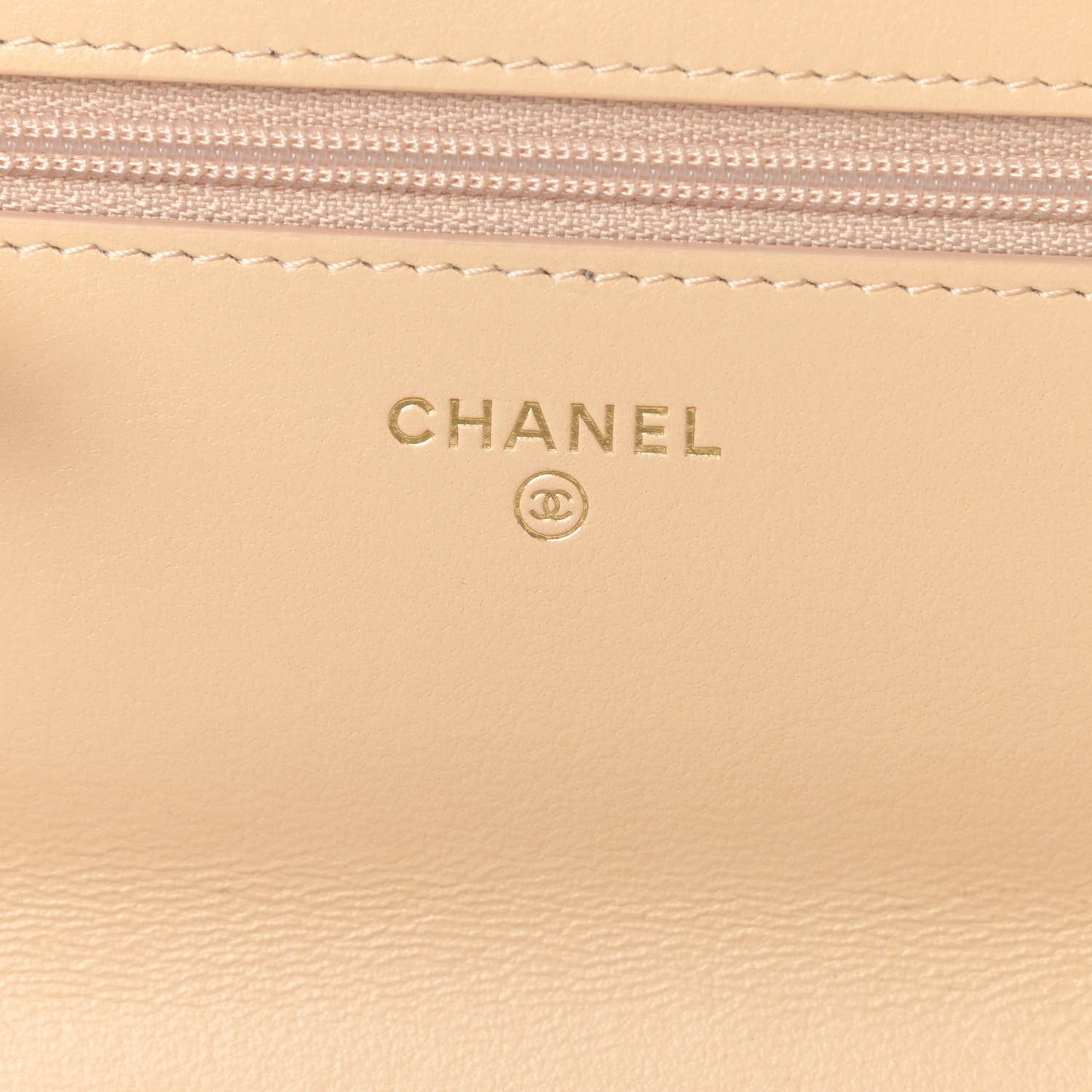Lambskin Quilted Chanel 19 Wallet On Chain WOC Beige