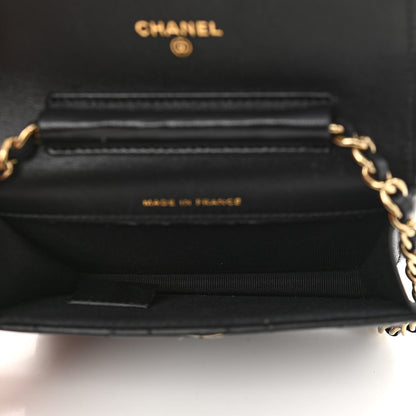 Chanel Lambskin Quilted Mini Coco Bow Clutch With Chain Black 5 of 13