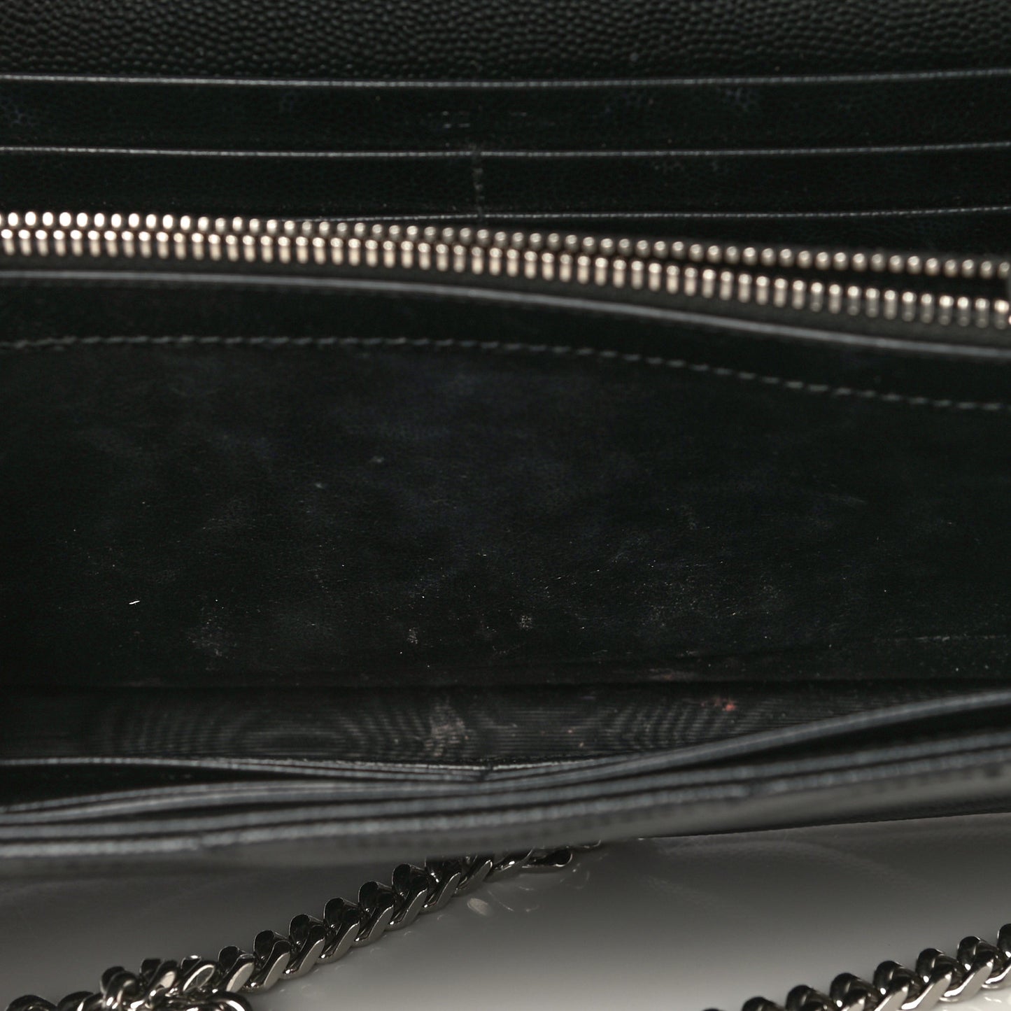 Grain De Poudre Matelasse Chevron Monogram Chain Wallet Black