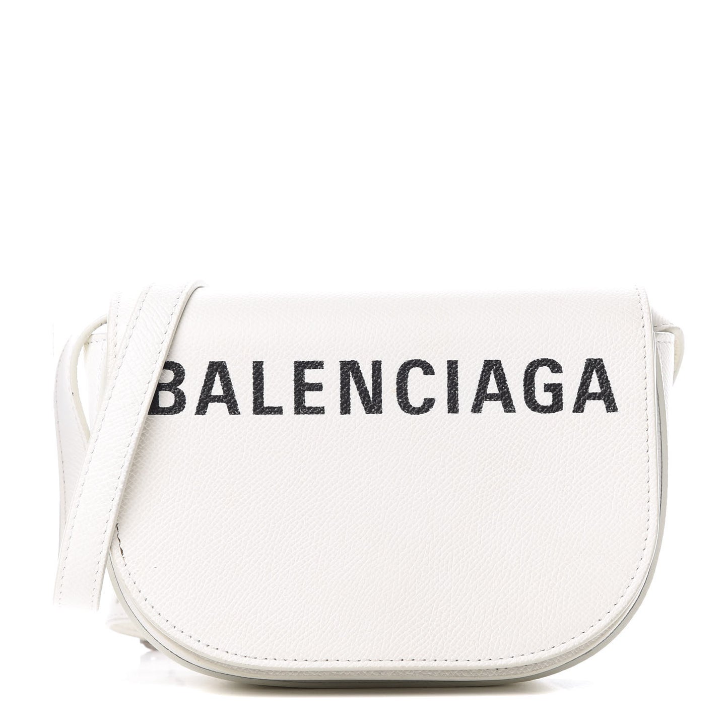 Grained Calfskin Logo Print Ville Day Bag XS White