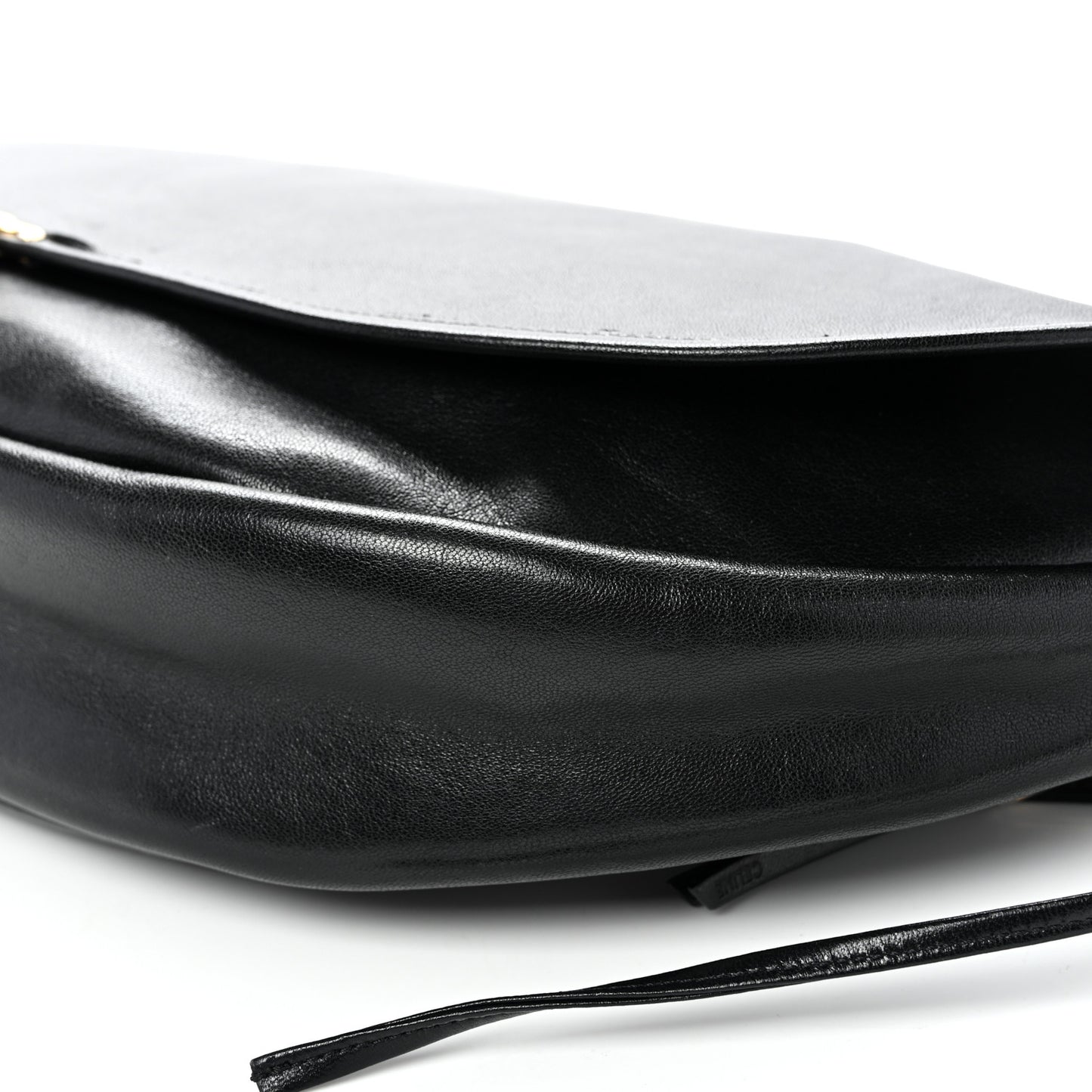 Shiny Lambskin Soft Triomphe Half Moon Bag Black