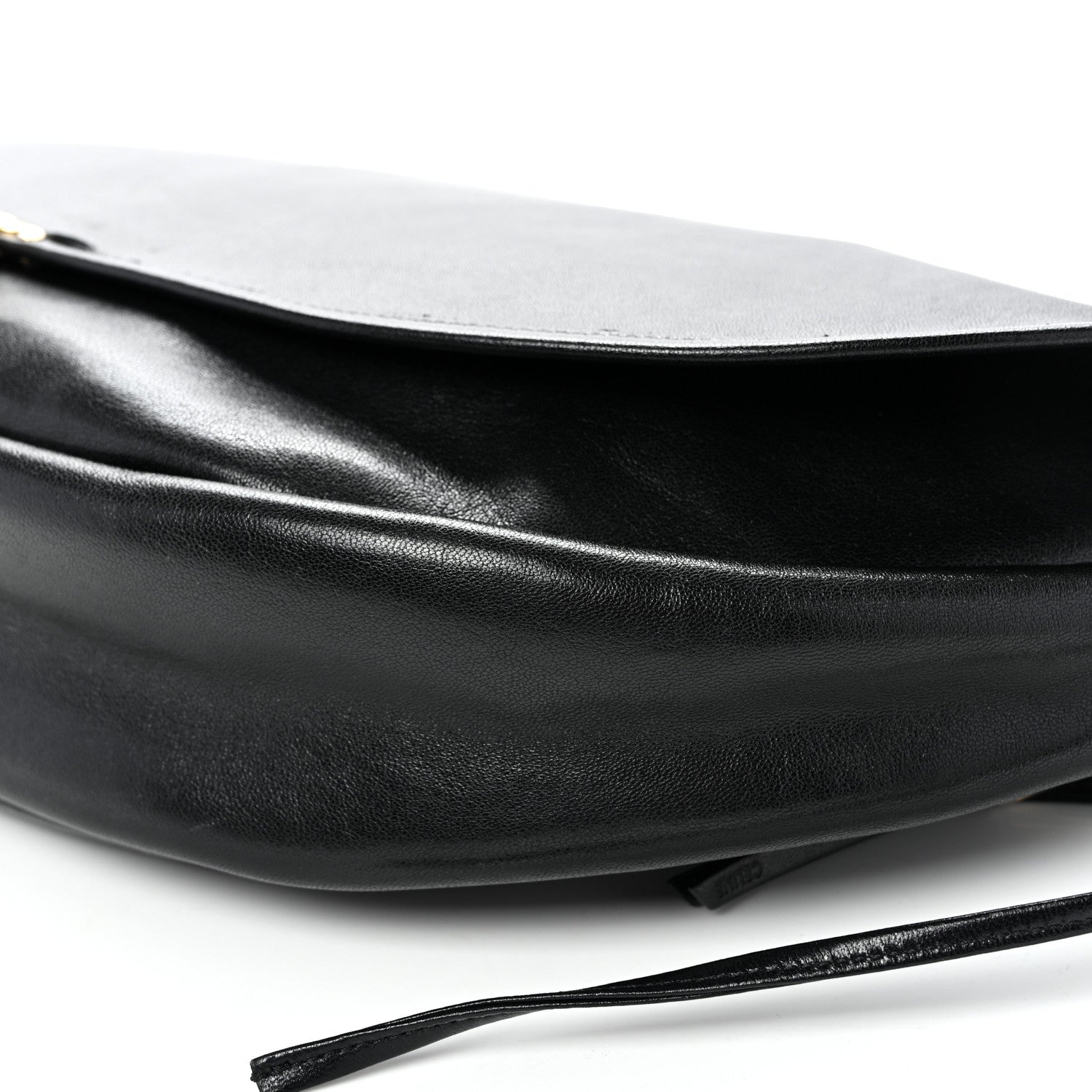 Celine Shiny Lambskin Soft Triomphe Half Moon Bag Black 9 of 9